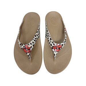OOFOS Women's OOlala Limited Thong Sandals Flip Flop  in Leopard Flora size 9
